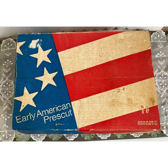 Vintage Anchor Hocking Early American Prescut Snack Set 8Pc Star of David NIB - Picture 4 of 8